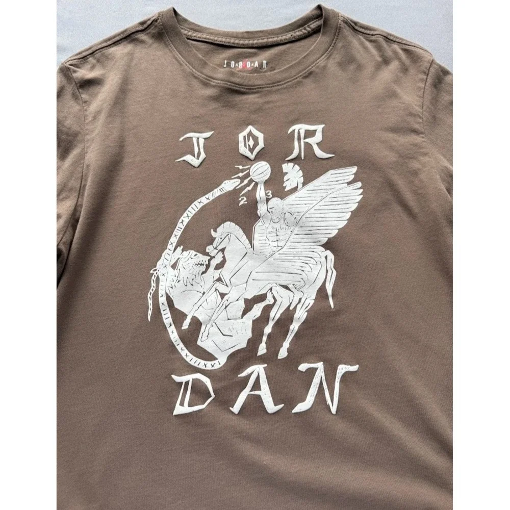 Jordan Flight T Shirt Men M Brown Long Sleeve‎ Graphic Pegasus Basketball Print